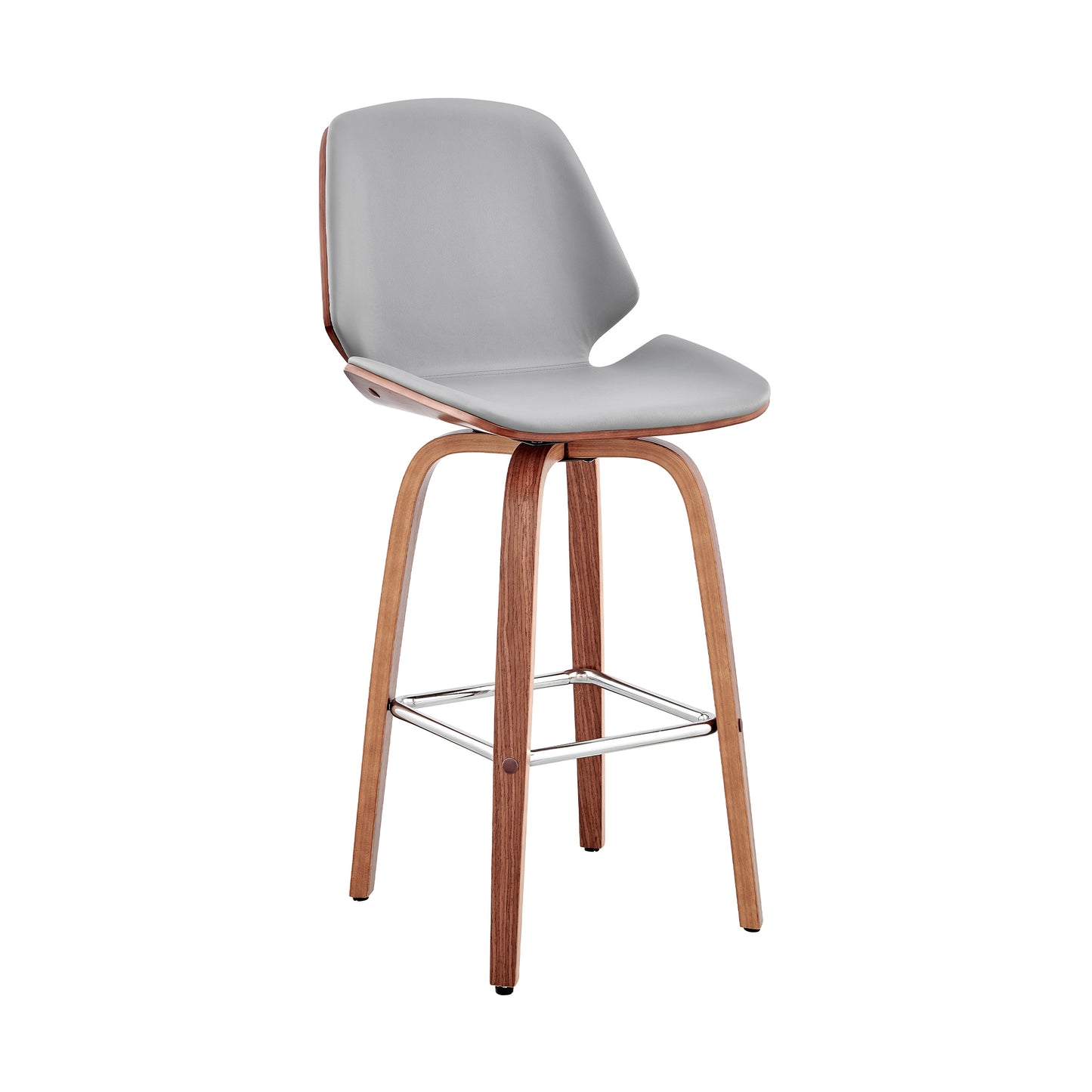 Arabela 26" Faux Leather and Wood Swivel Bar Stool