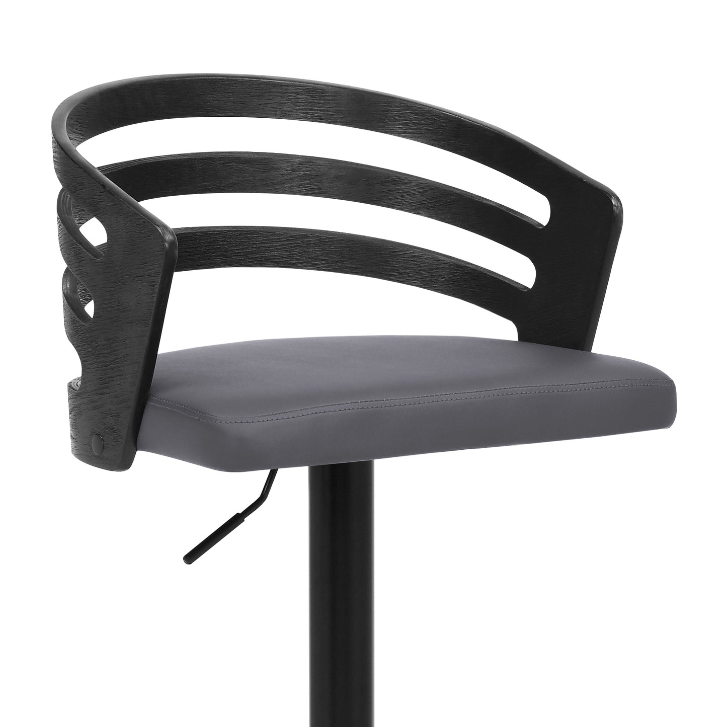 Adele Adjustable Height Swivel Faux Leather and Wood Bar Stool with Chrome Base