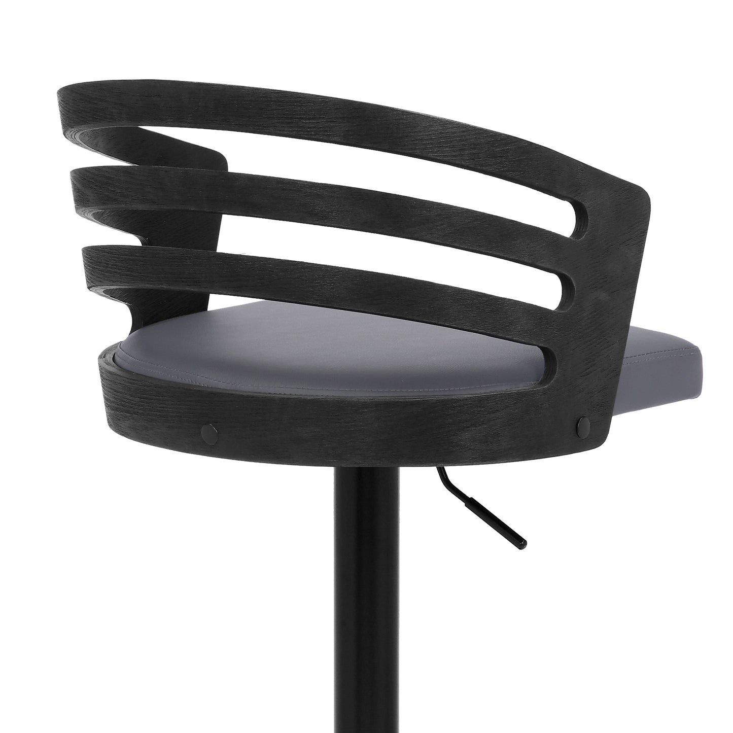 Adele Adjustable Height Swivel Faux Leather and Wood Bar Stool with Chrome Base