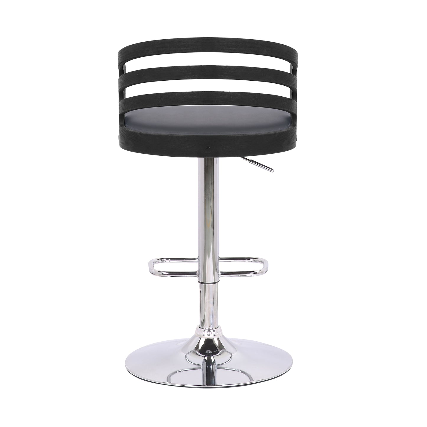 Adele Adjustable Height Swivel Faux Leather and Wood Bar Stool with Chrome Base