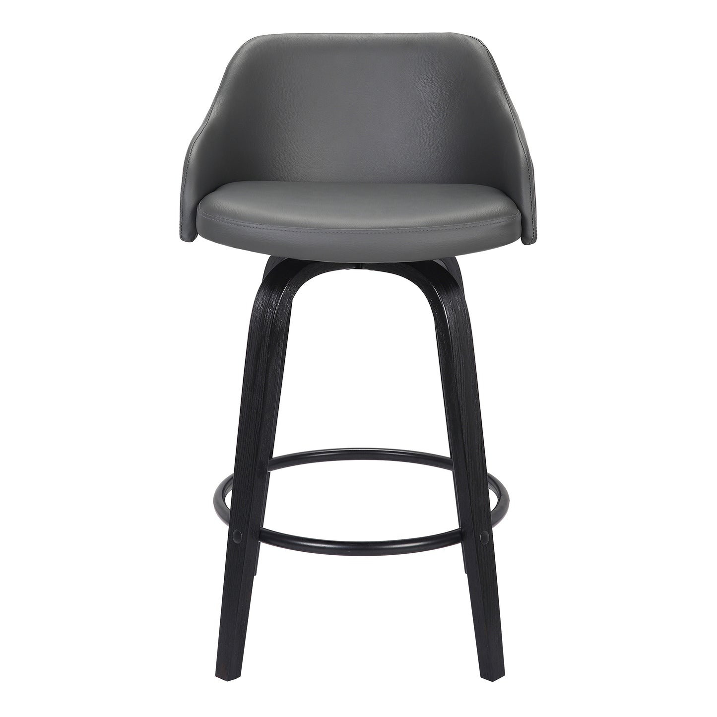 Alec Swivel Faux Leather and Wood Bar Stool in Counter and Bar Height