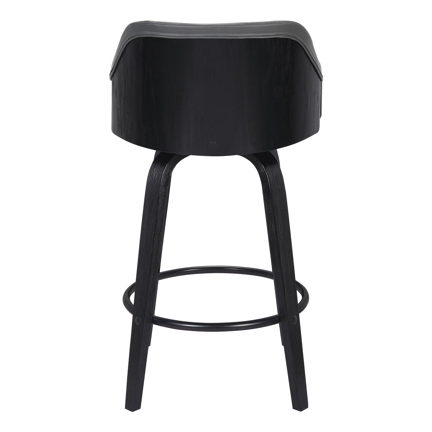 Alec Swivel Faux Leather and Wood Bar Stool in Counter and Bar Height