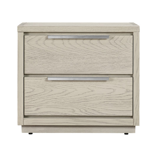 Abbey 2 Drawer Nightstand in Gray Oak Wood