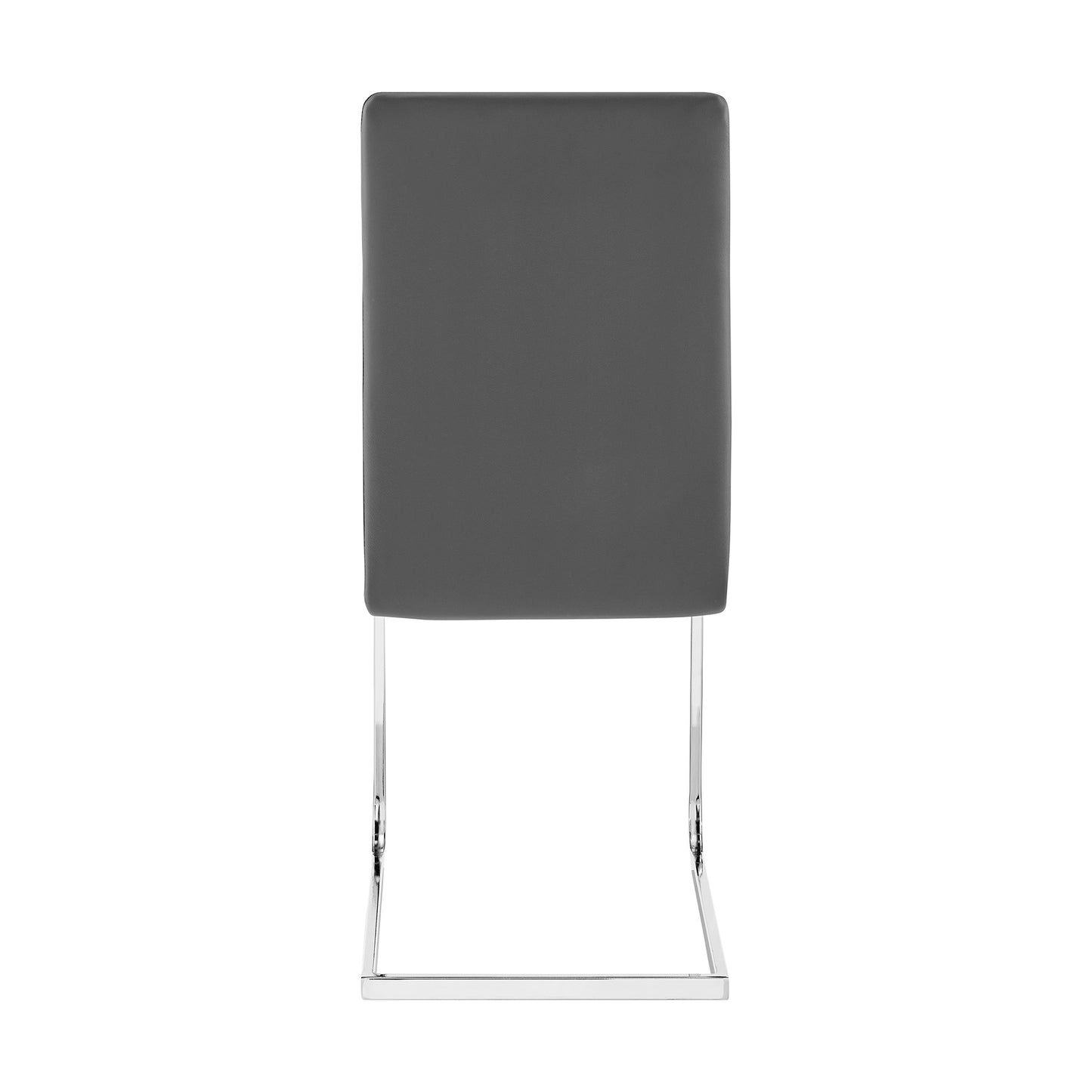 Amanda Contemporary Side Chair in Gray Faux Leather and Chrome Finish - Set of 2
