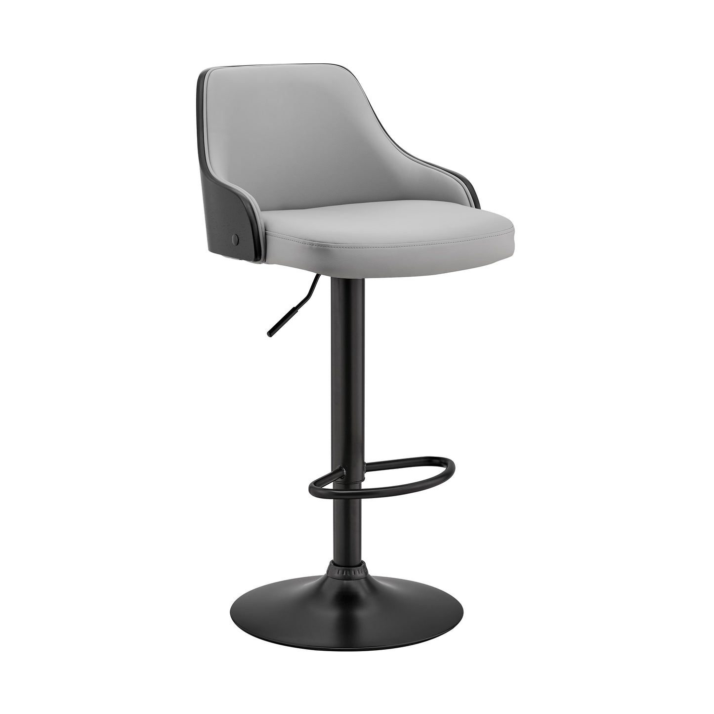 Asher Adjustable Faux Leather and Chrome Finish Bar Stool