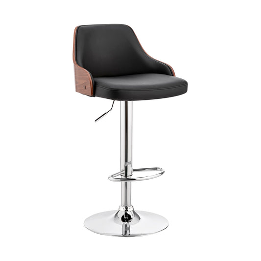 Asher Adjustable Faux Leather and Chrome Finish Bar Stool