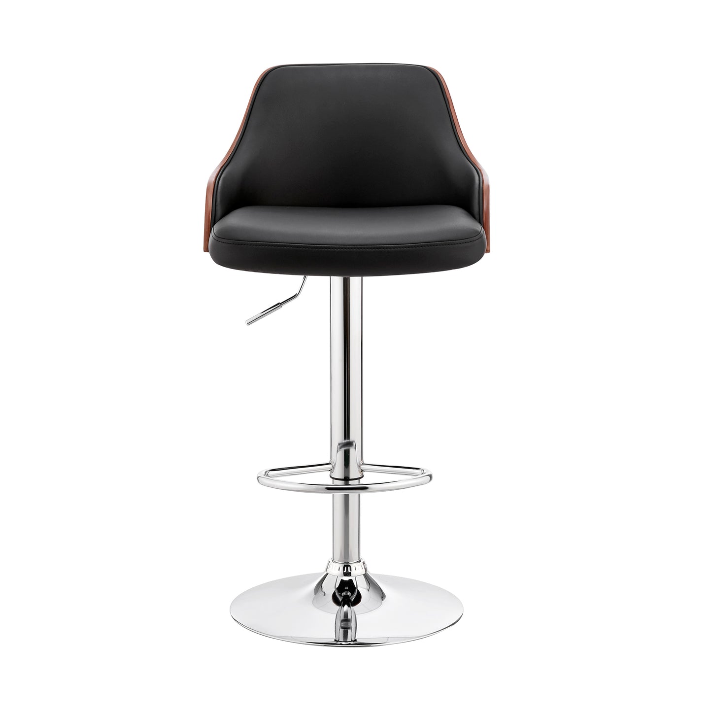 Asher Adjustable Faux Leather and Chrome Finish Bar Stool