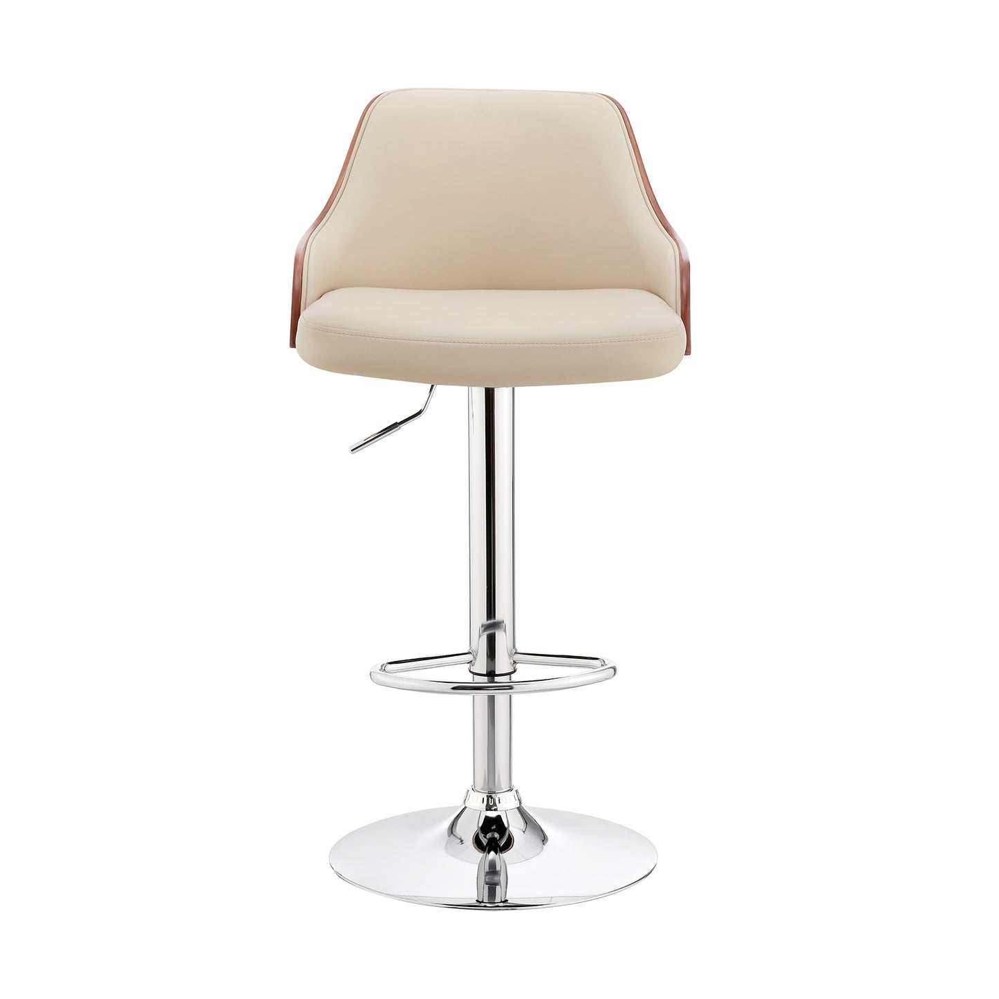 Asher Adjustable Faux Leather and Chrome Finish Bar Stool