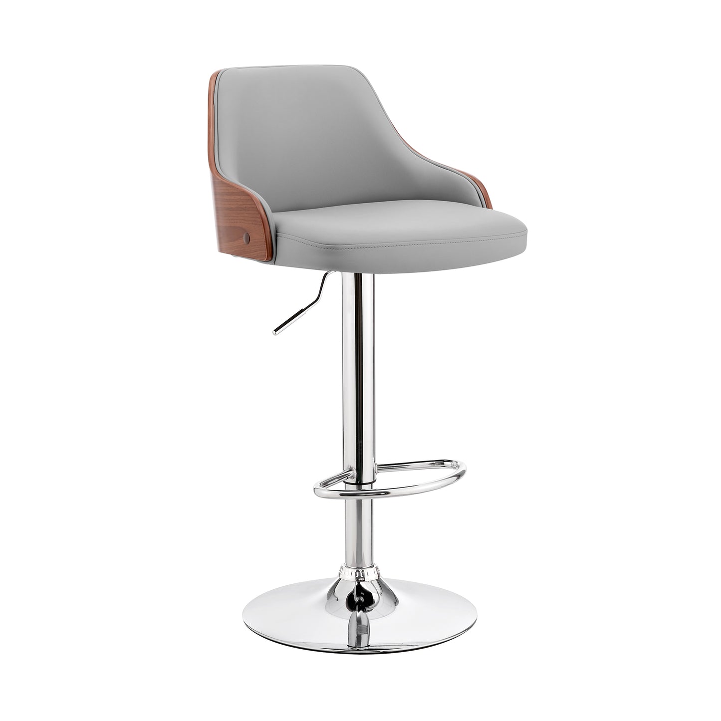 Asher Adjustable Faux Leather and Chrome Finish Bar Stool