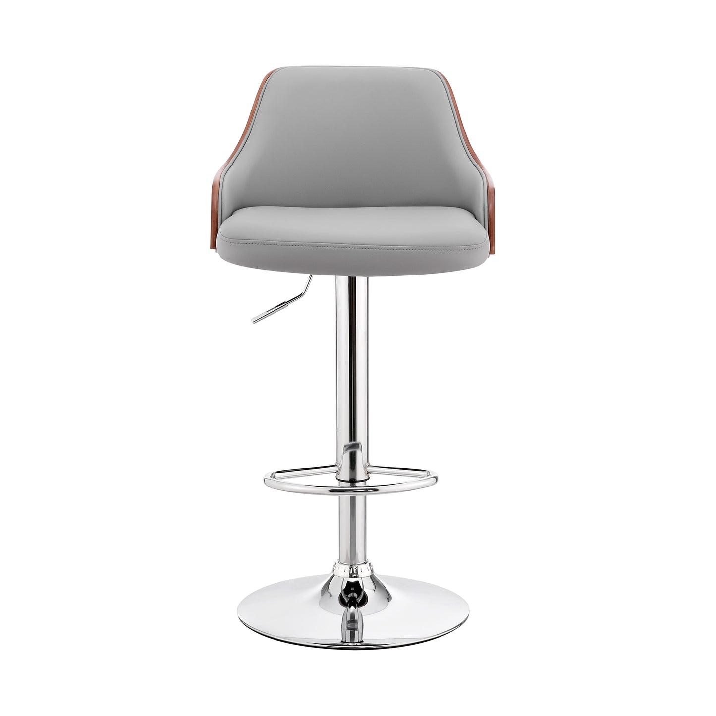 Asher Adjustable Faux Leather and Chrome Finish Bar Stool