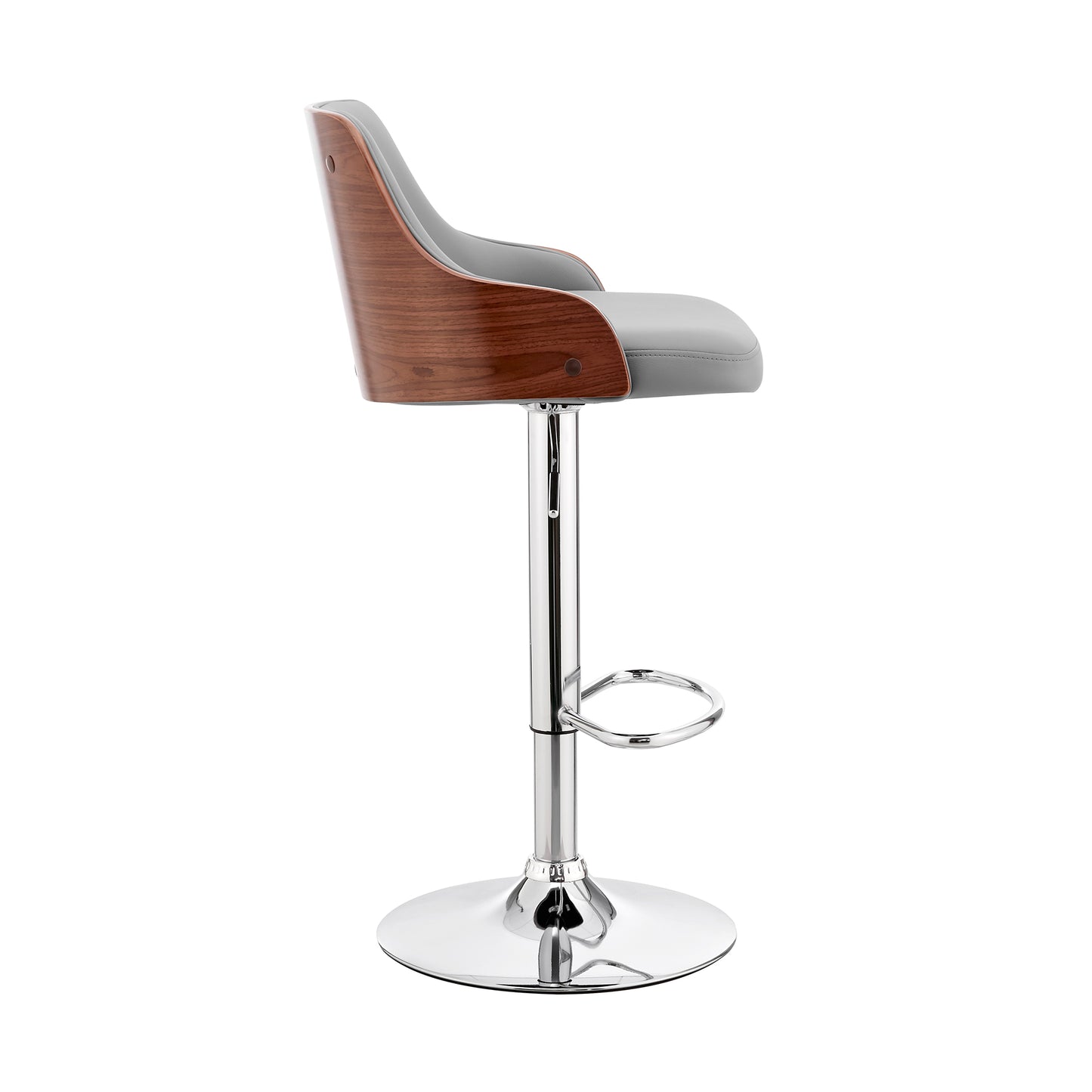 Asher Adjustable Faux Leather and Chrome Finish Bar Stool