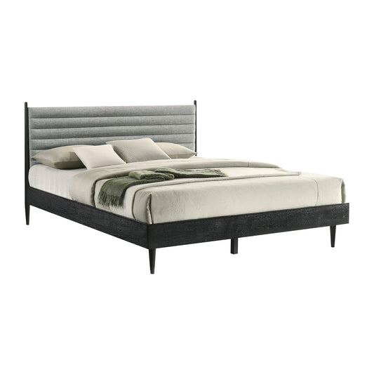 Artemio Platform Wood Bed Frame in Black and Walnut Finish - King and Queen Sizes