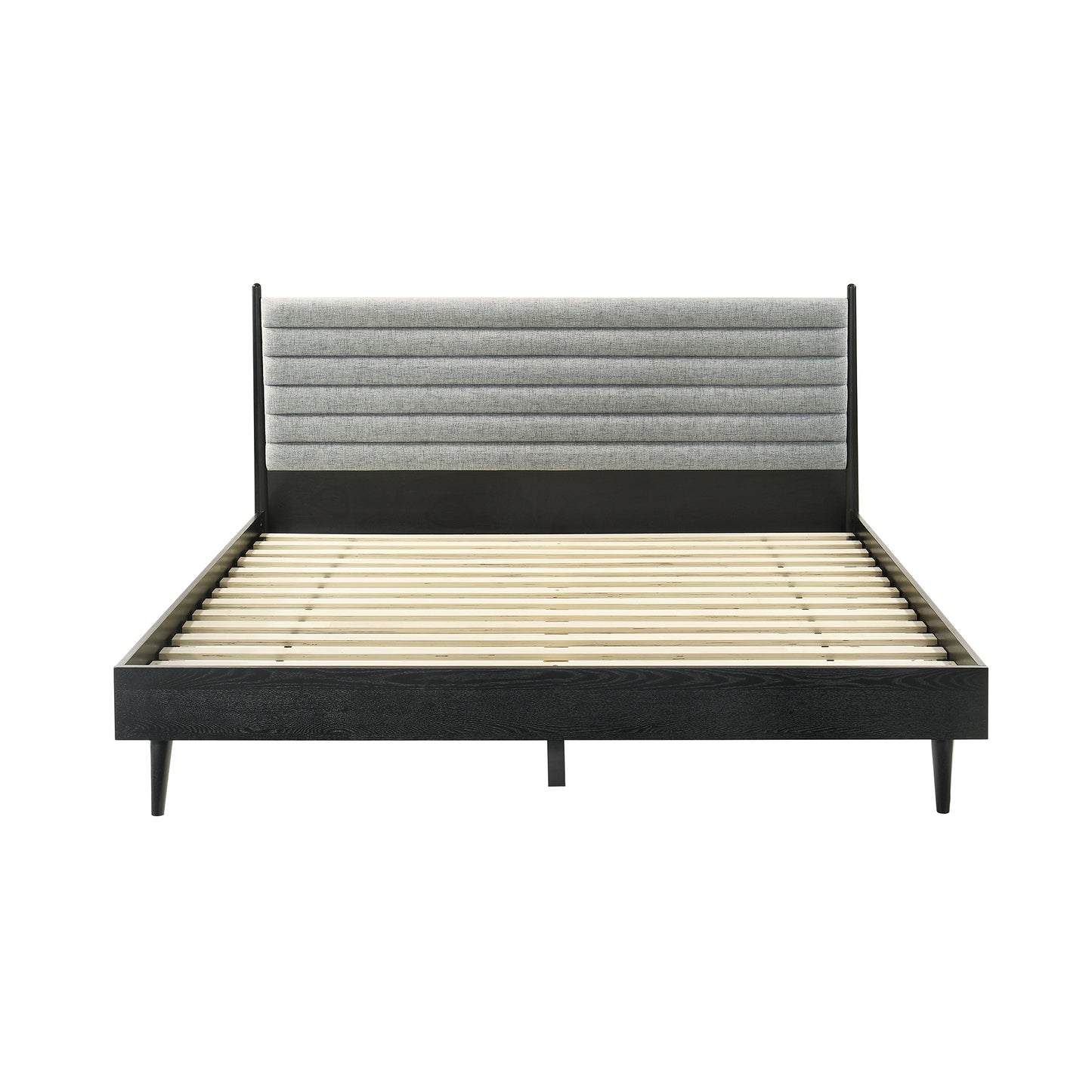 Artemio Platform Wood Bed Frame in Black and Walnut Finish - King and Queen Sizes
