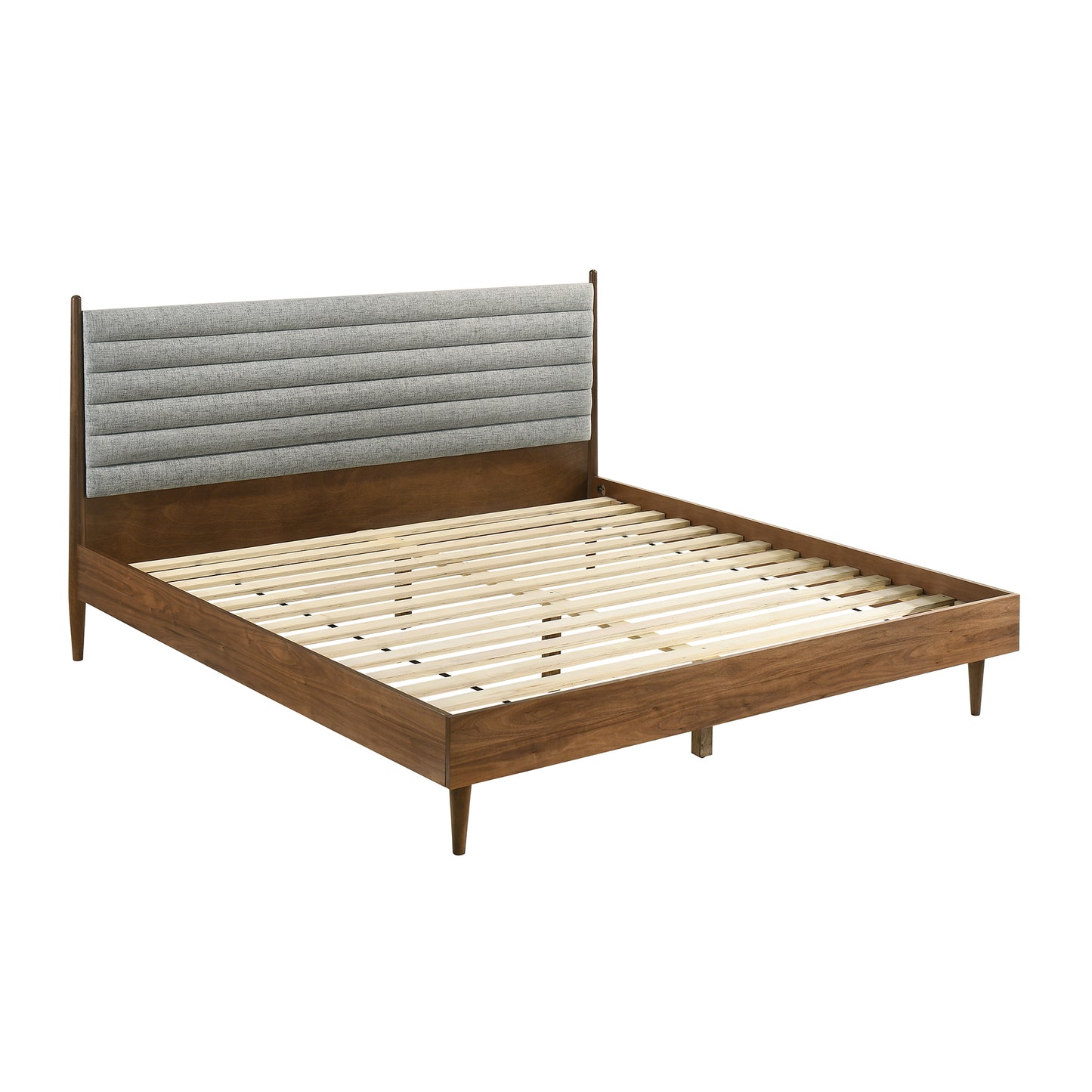 Artemio Platform Wood Bed Frame in Black and Walnut Finish - King and Queen Sizes
