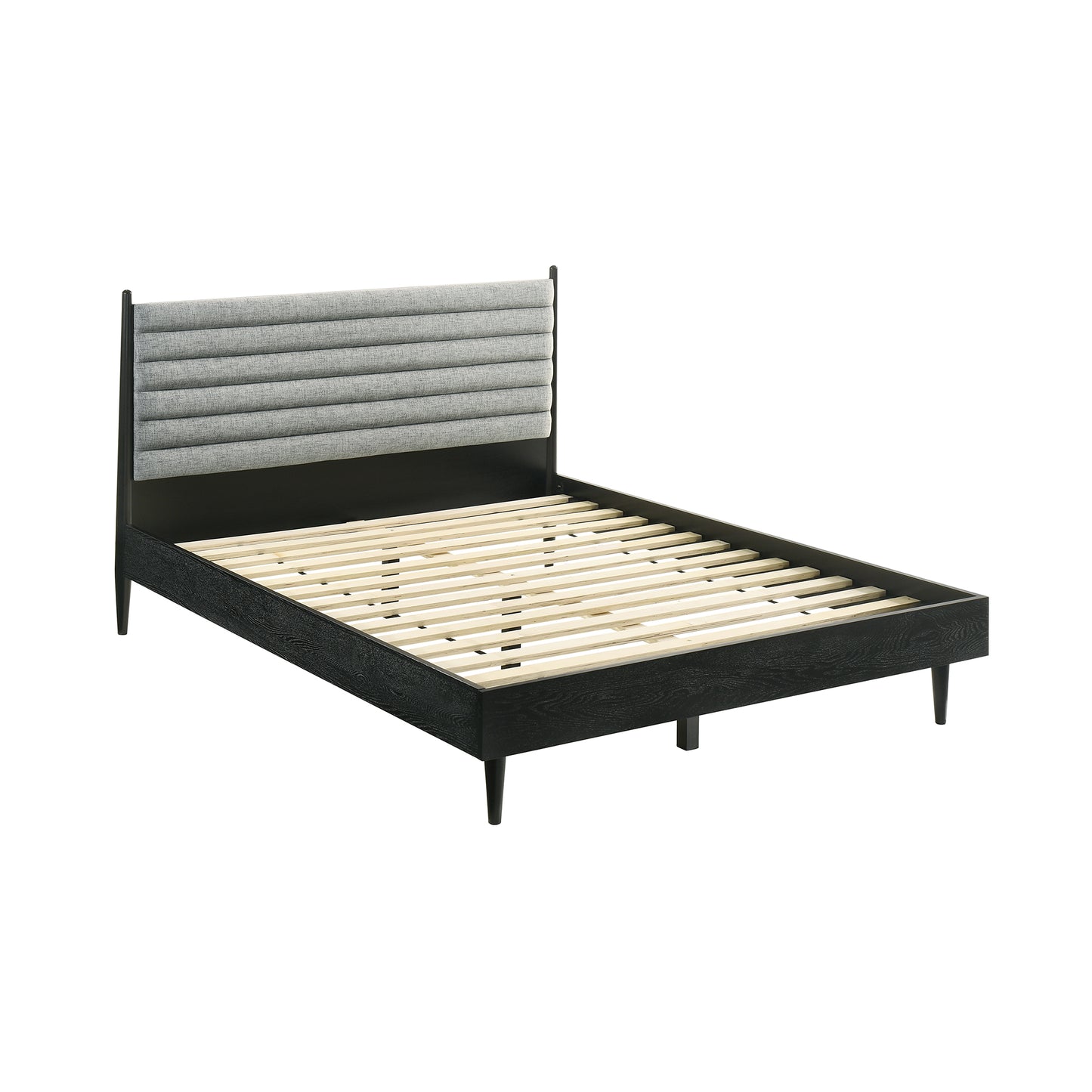 Artemio Platform Wood Bed Frame in Black and Walnut Finish - King and Queen Sizes
