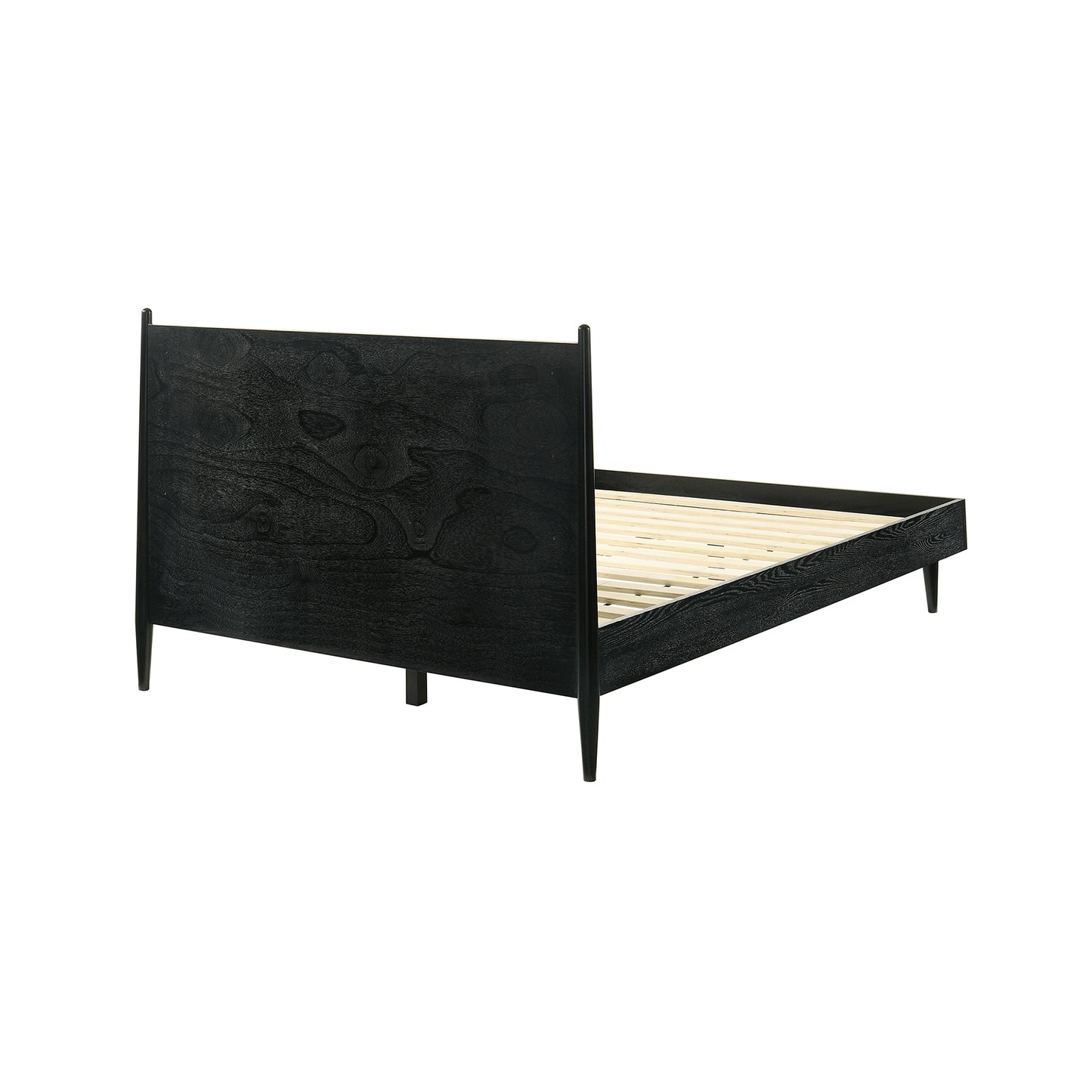 Artemio Platform Wood Bed Frame in Black and Walnut Finish - King and Queen Sizes