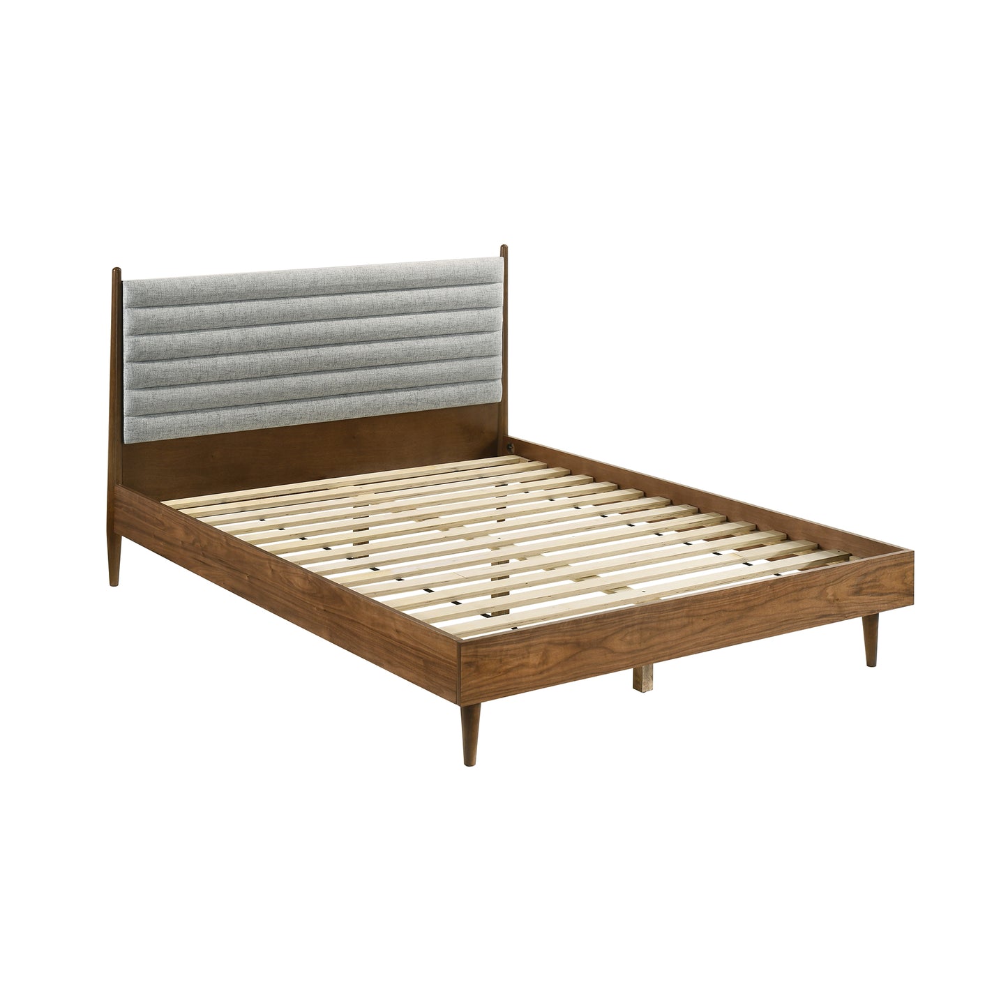 Artemio Platform Wood Bed Frame in Black and Walnut Finish - King and Queen Sizes