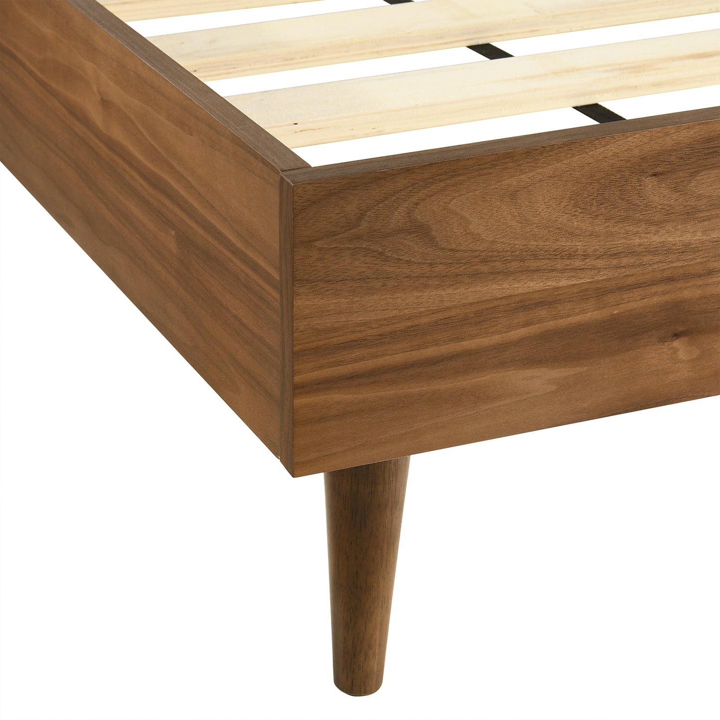 Artemio Queen Platform Wood Bed Frame in Walnut Finish