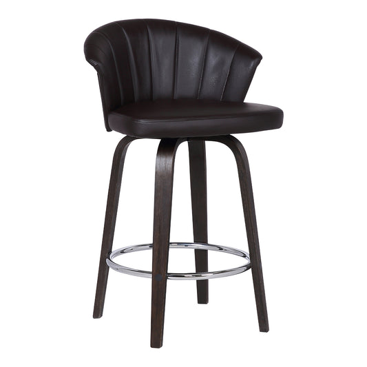 Ashley Wood Back Swivel Faux Leather Bar Stool