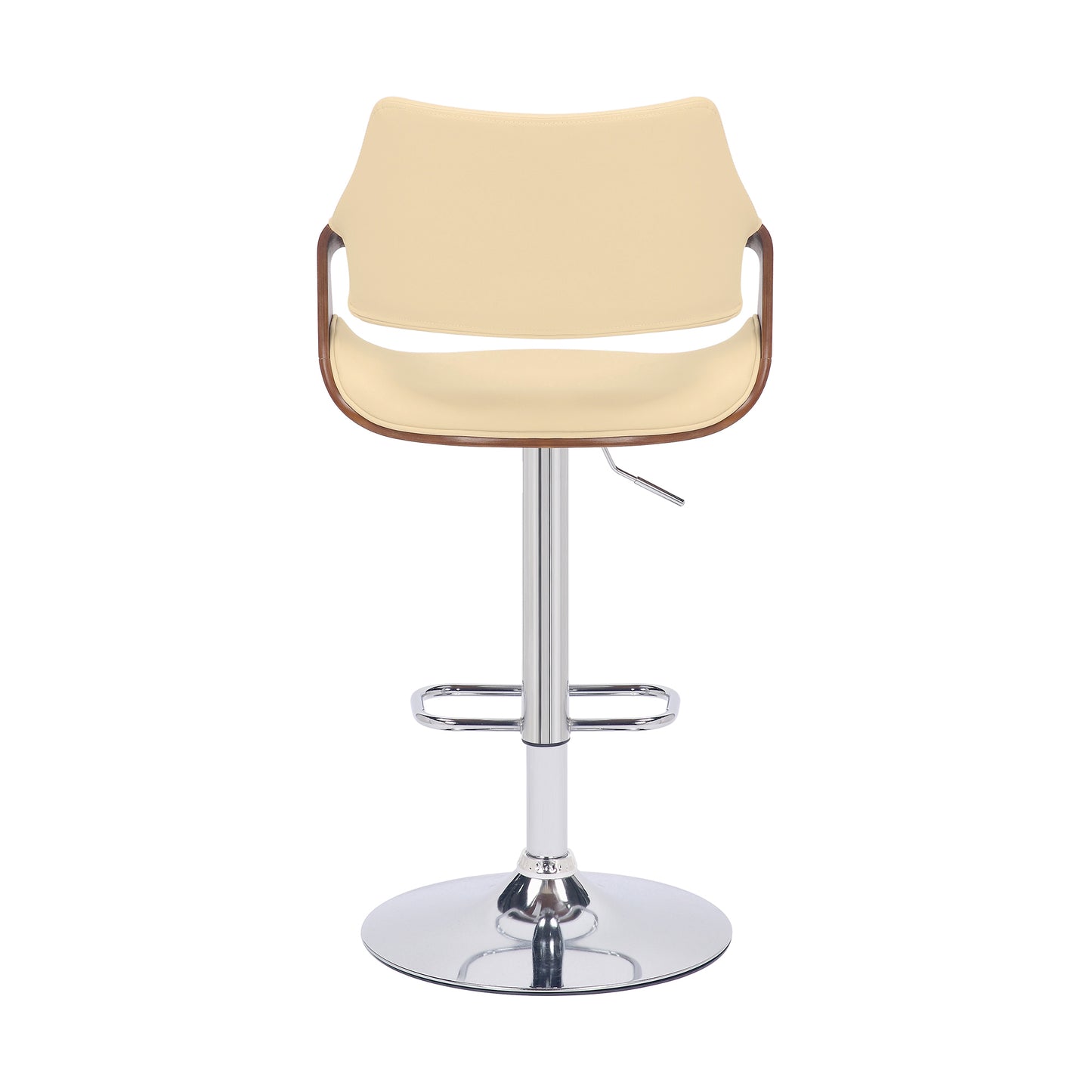 Aspen Adjustable Swivel Faux Leather and Walnut Wood Bar Stool with Base