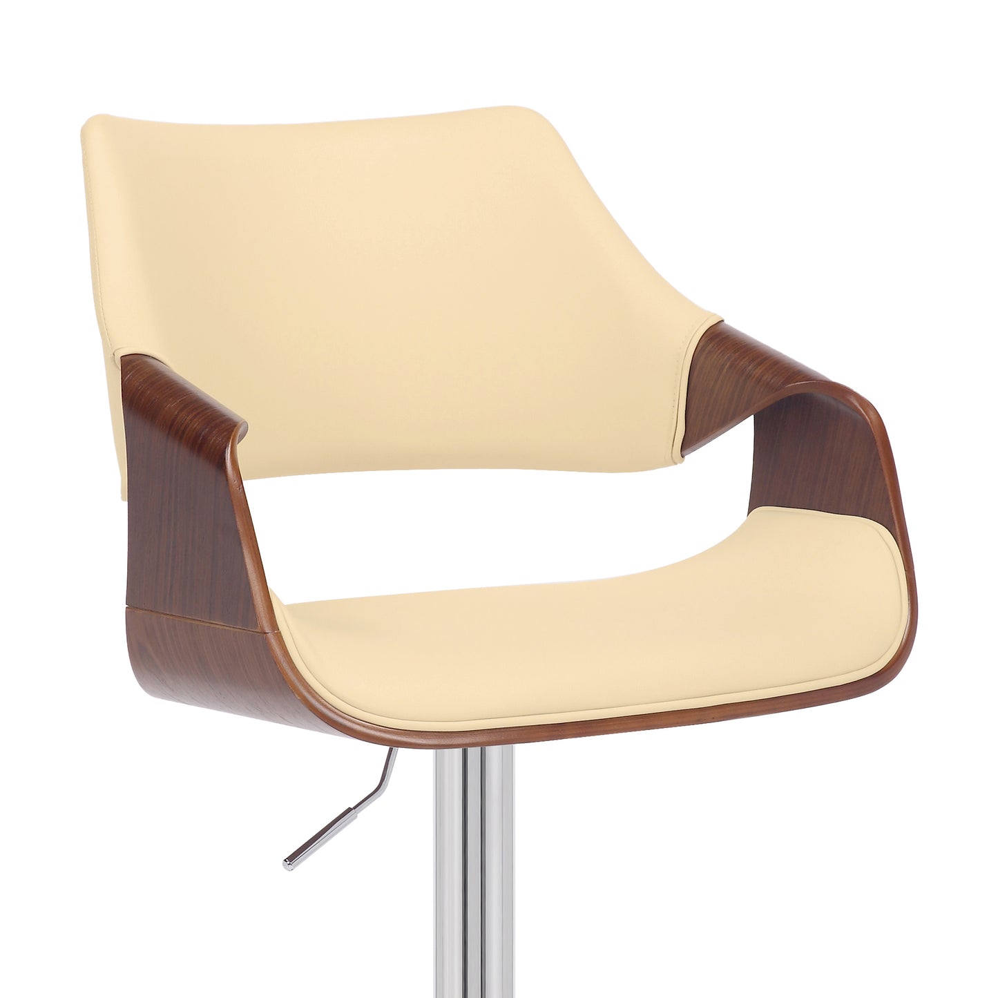 Aspen Adjustable Swivel Faux Leather and Walnut Wood Bar Stool with Base