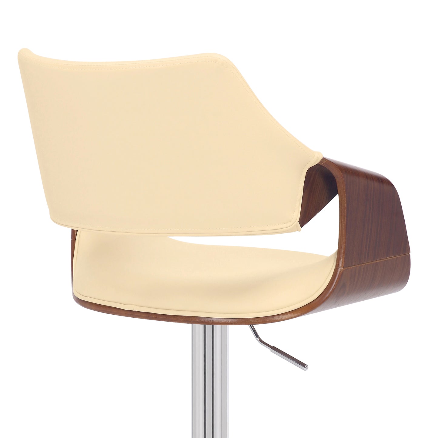 Aspen Adjustable Swivel Faux Leather and Walnut Wood Bar Stool with Base
