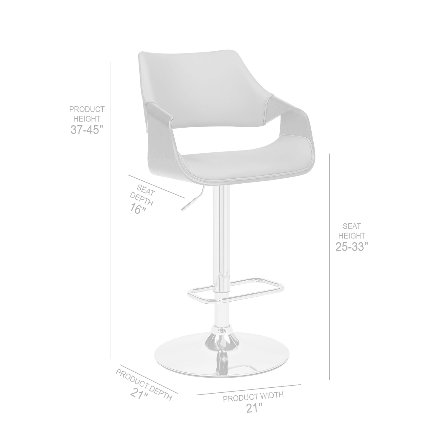 Aspen Adjustable Swivel Faux Leather and Walnut Wood Bar Stool with Base