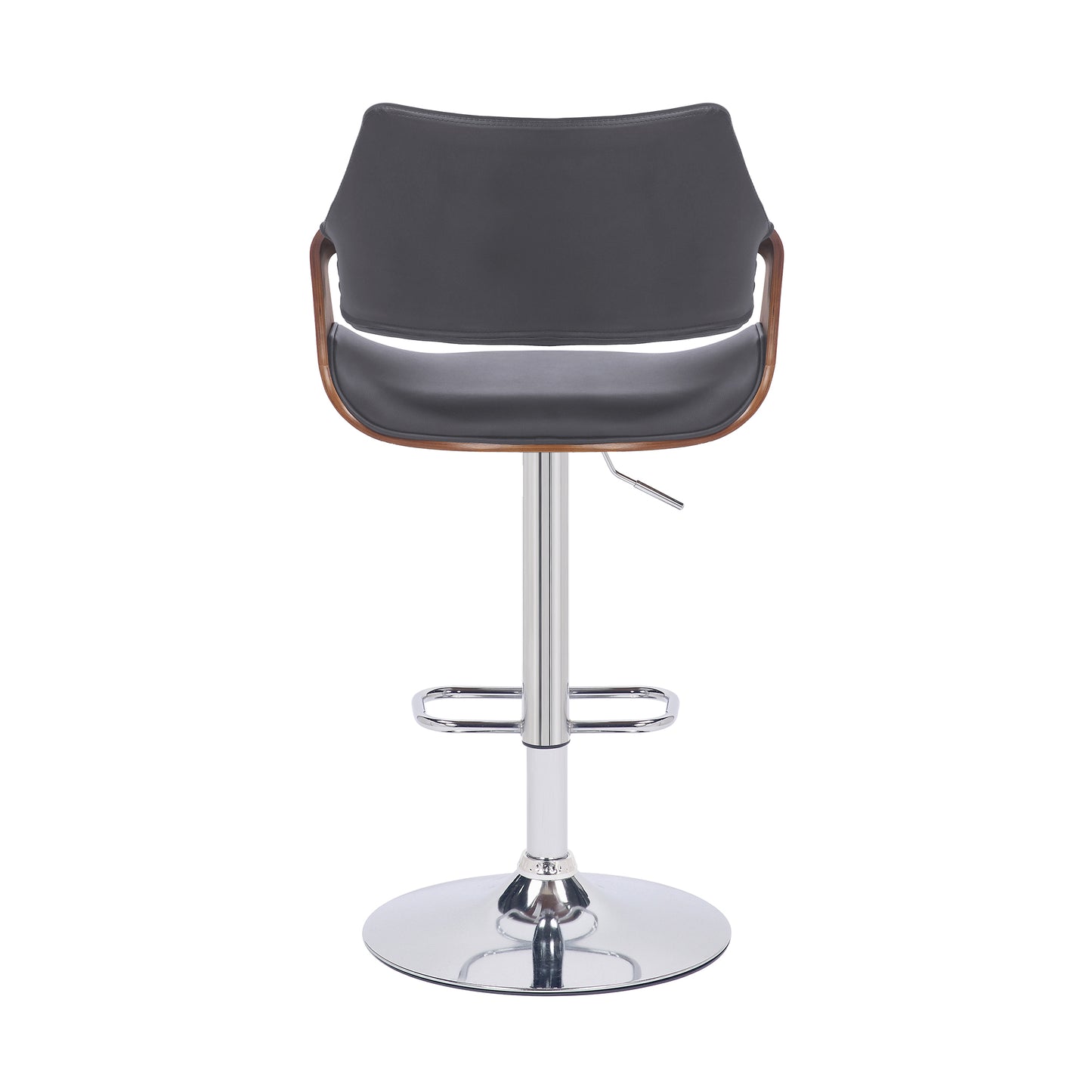 Aspen Adjustable Swivel Faux Leather and Walnut Wood Bar Stool with Base