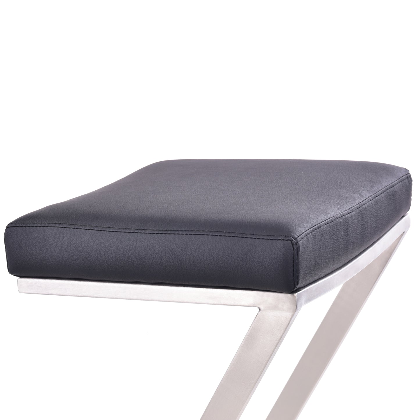 Atlantis 26" Counter Height Backless Faux Leather and Brushed Stainless Steel Bar Stool