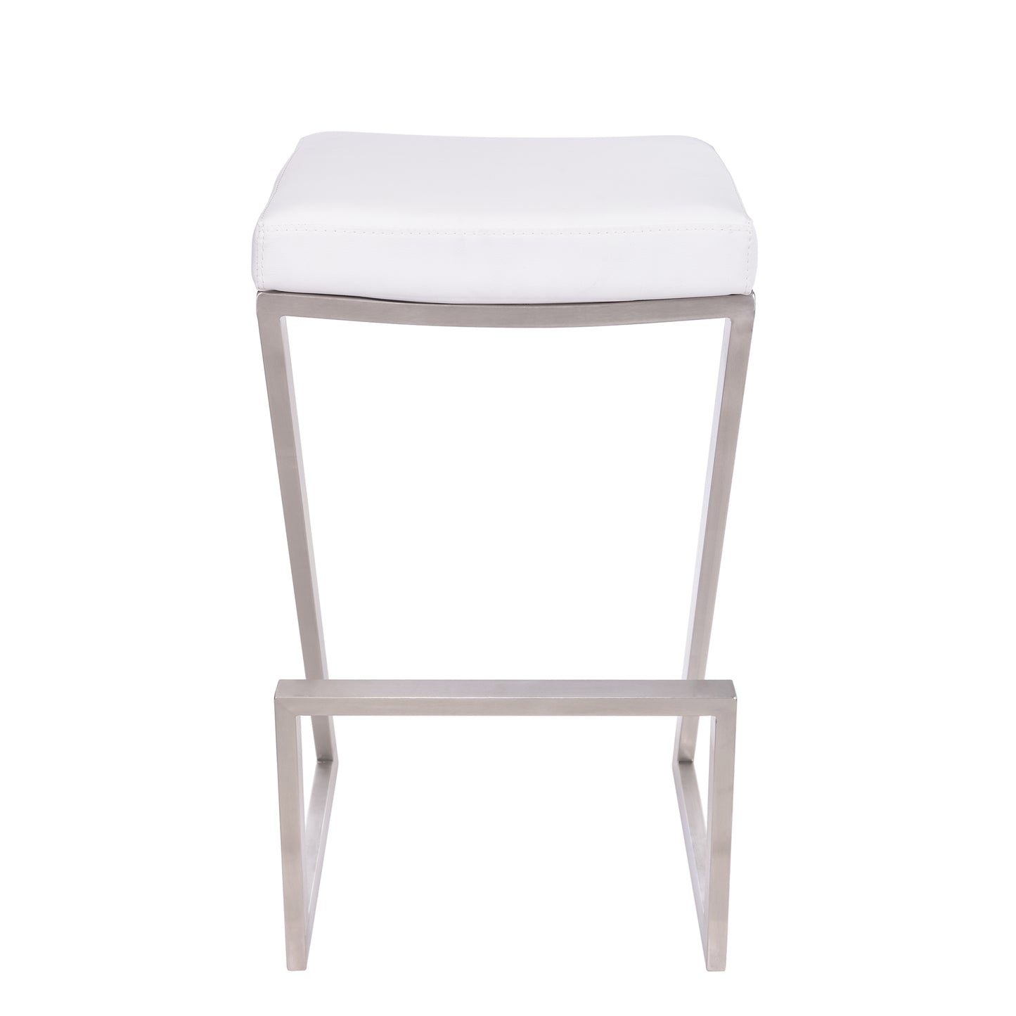 Atlantis 26" Counter Height Backless Faux Leather and Brushed Stainless Steel Bar Stool