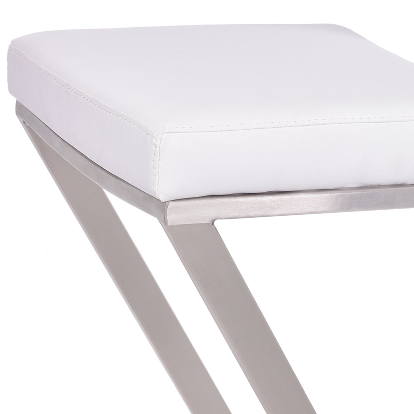 Atlantis 26" Counter Height Backless Faux Leather and Brushed Stainless Steel Bar Stool