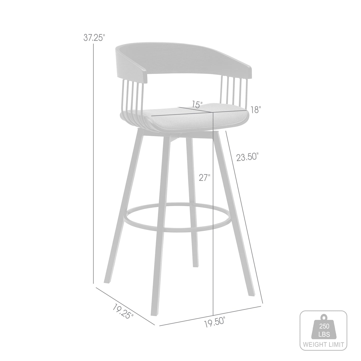 Athena Swivel Wood Counter and Bar Stool with Black Metal Base