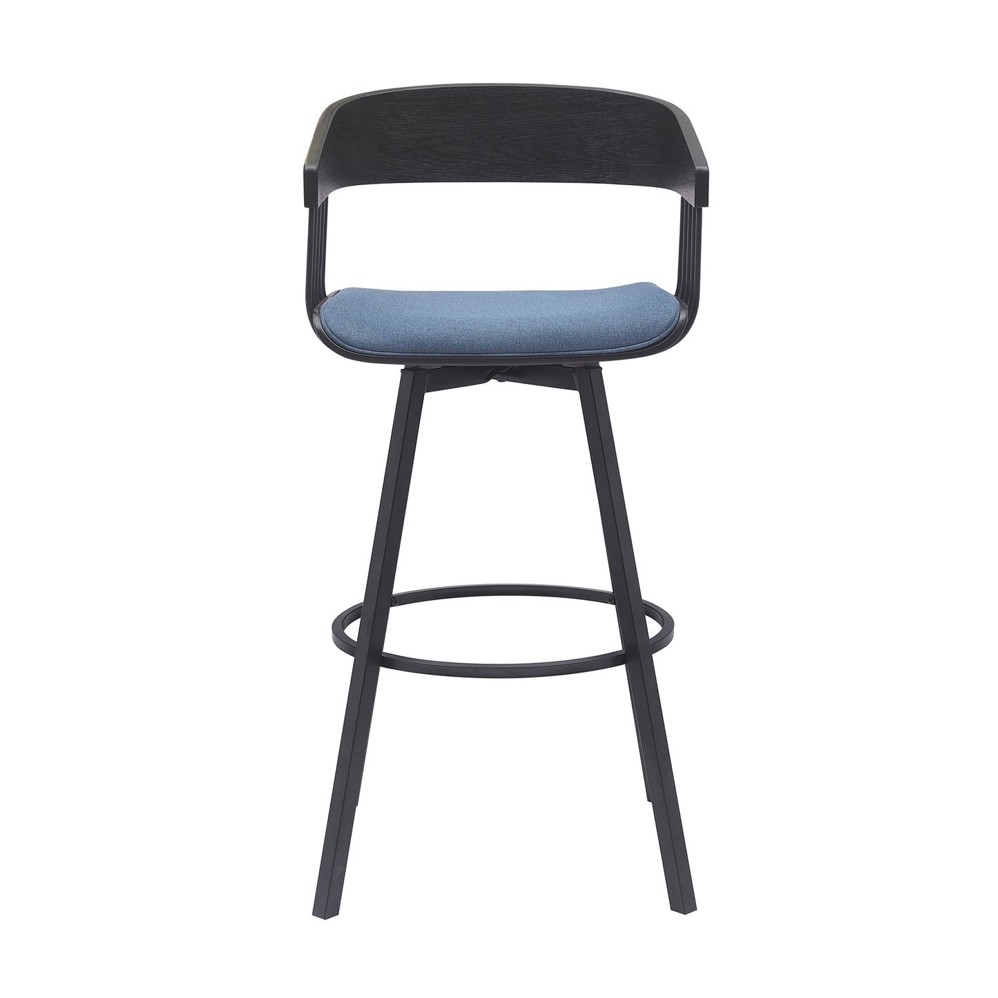 Athena Swivel Wood Counter and Bar Stool with Black Metal Base