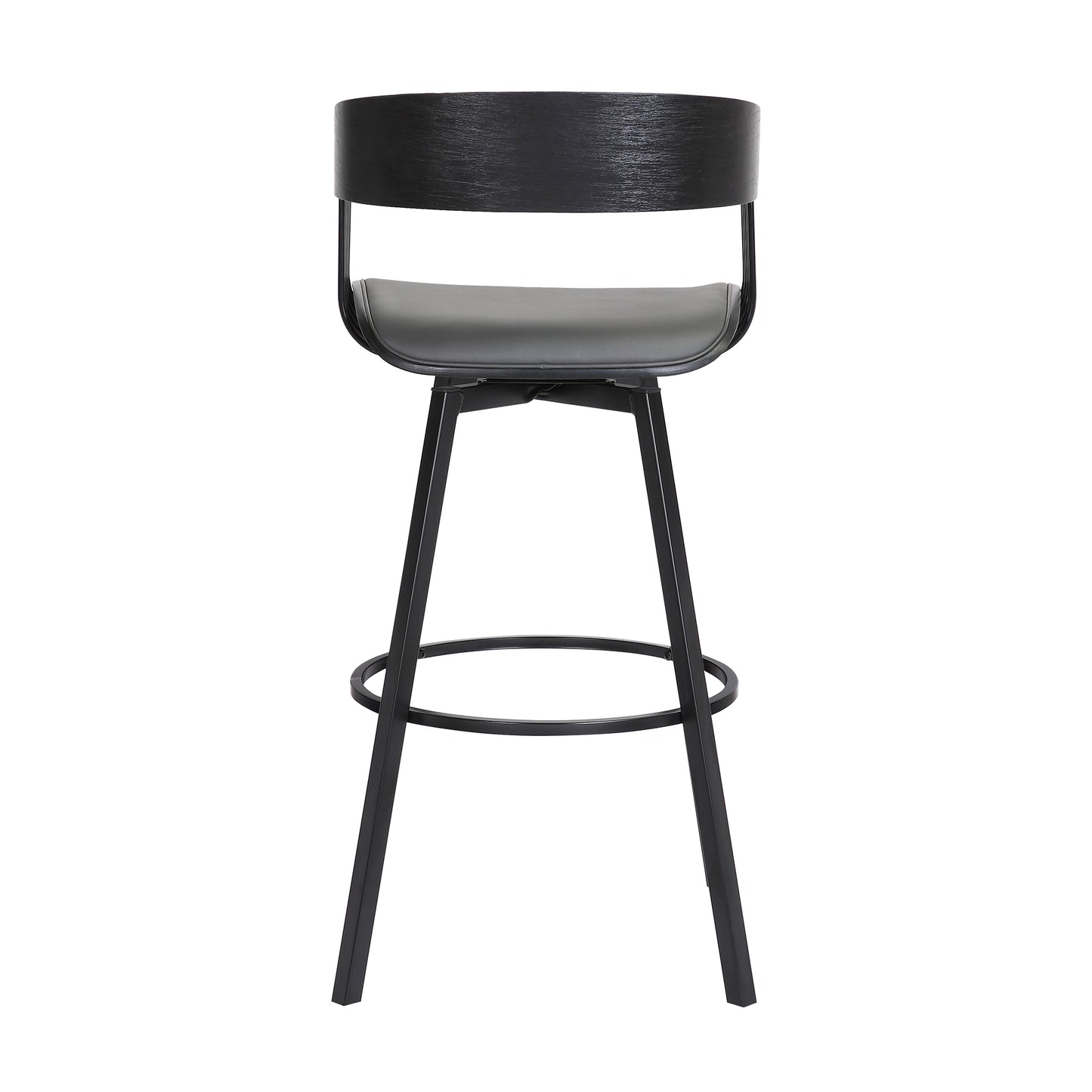 Athena Swivel Wood Counter and Bar Stool with Black Metal Base