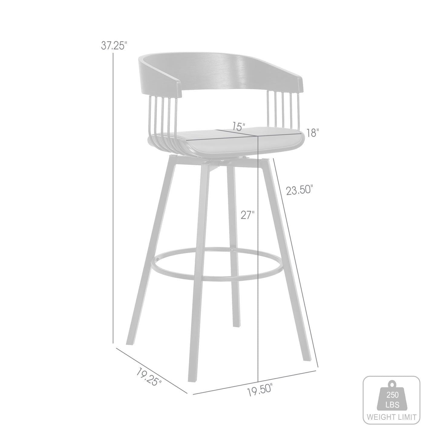 Athena Swivel Wood Counter and Bar Stool with Black Metal Base