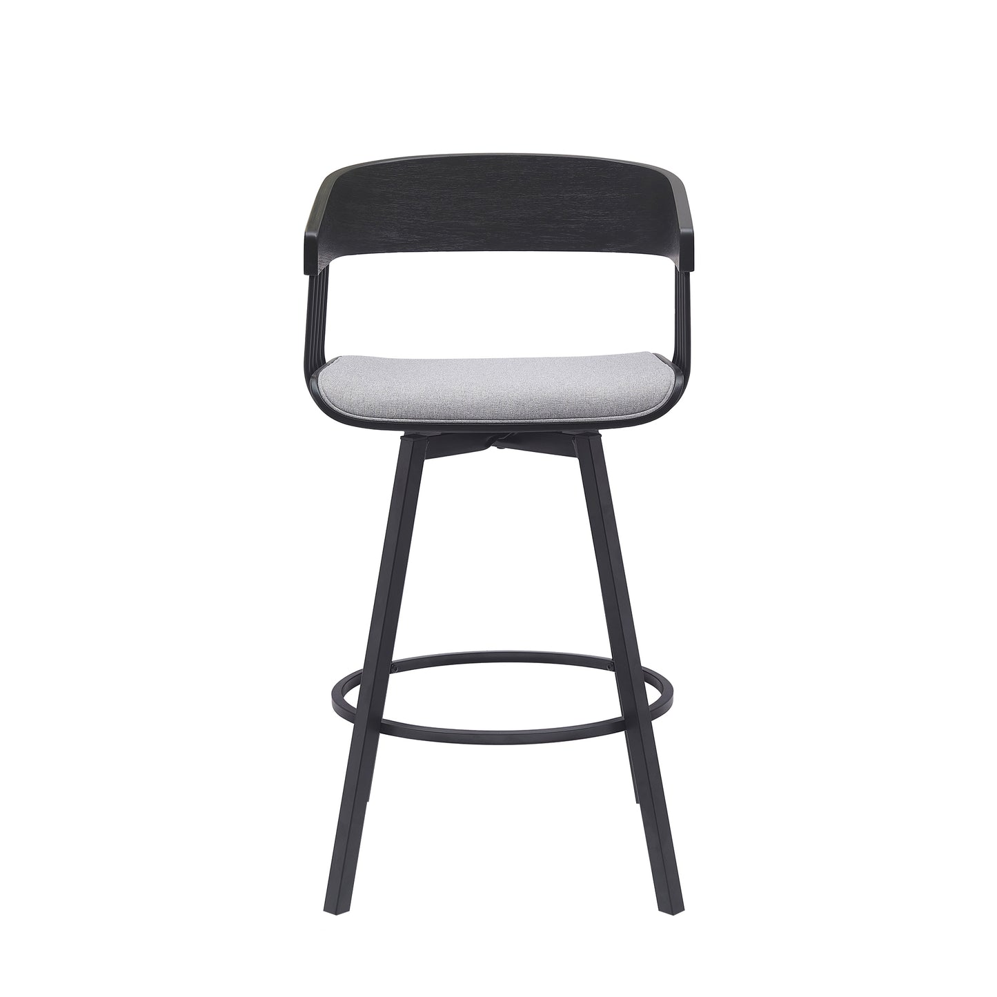 Athena Swivel Wood Counter and Bar Stool with Black Metal Base