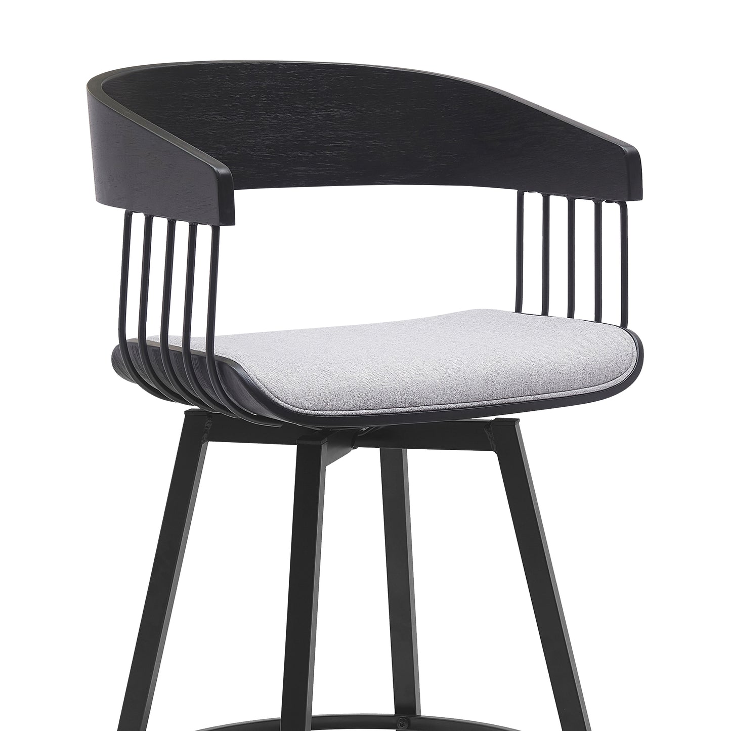 Athena Swivel Wood Counter and Bar Stool with Black Metal Base