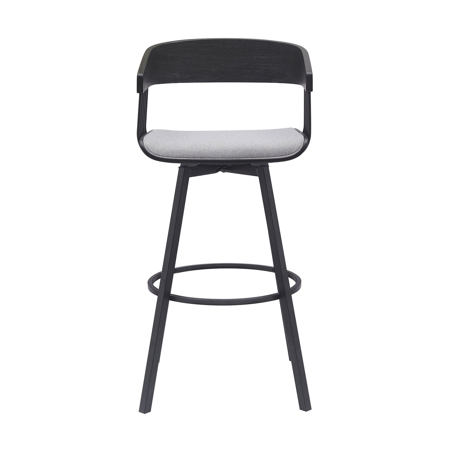Athena Swivel Wood Counter and Bar Stool with Black Metal Base