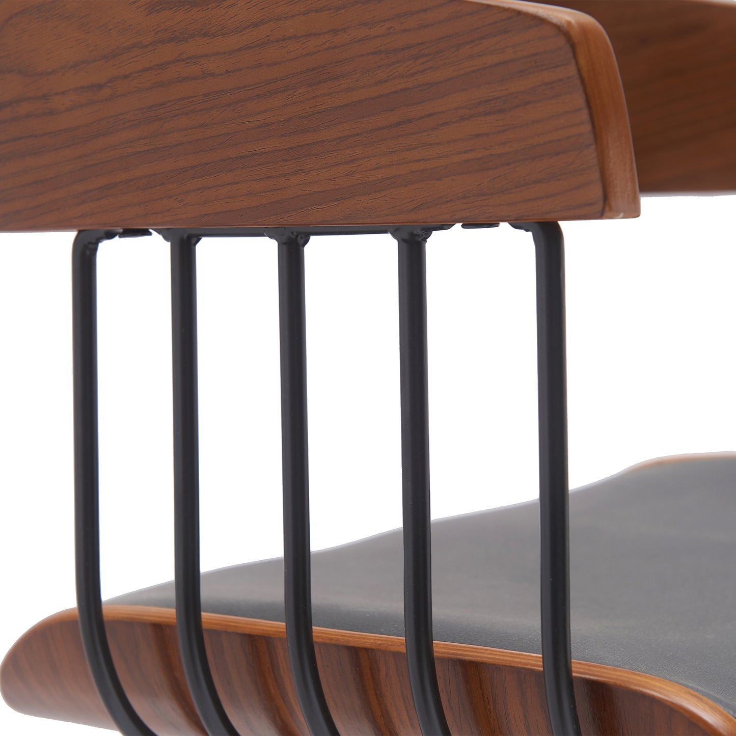 Athena Swivel Wood Counter and Bar Stool with Black Metal Base