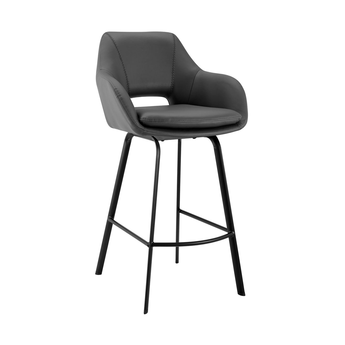 Aura Faux Leather and Metal Swivel Counter and Bar Stool
