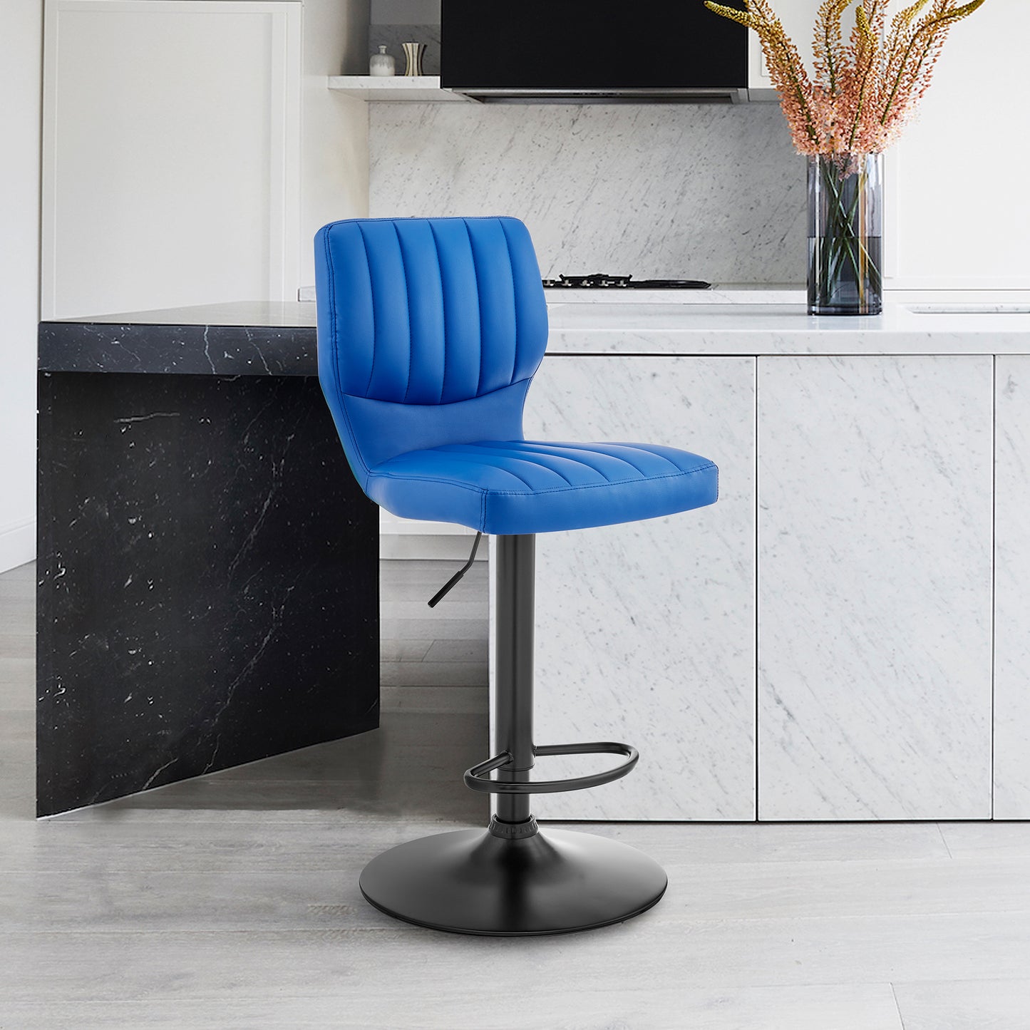 Bardot Adjustable Height Faux Leather Swivel Bar Stool