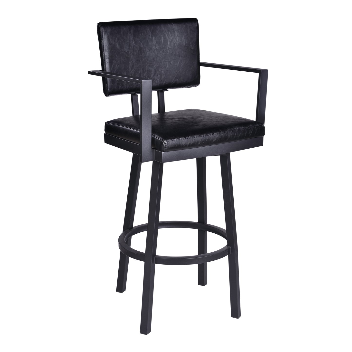 Balboa Swivel Vintage Faux Leather and Metal Bar Stool with Arms and Without Arms