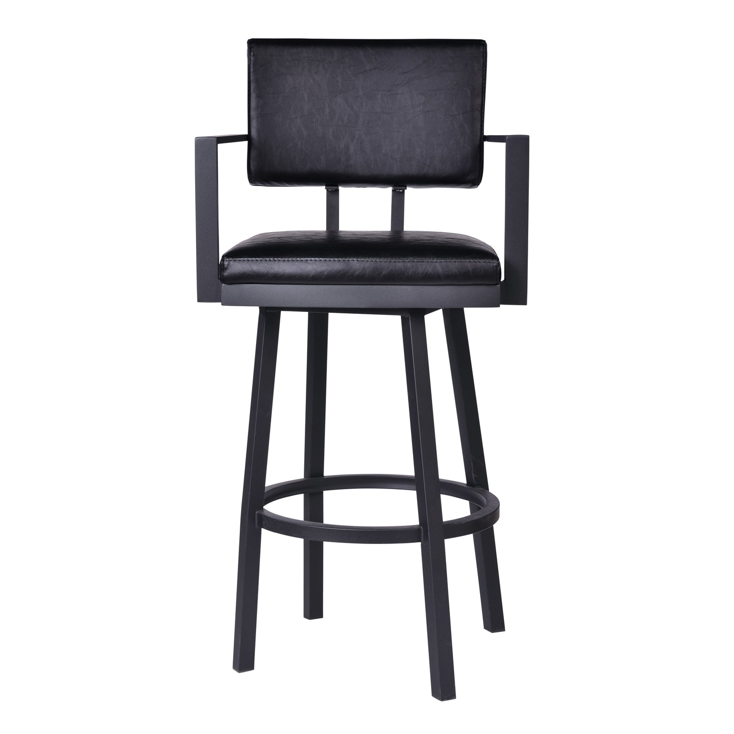 Balboa Swivel Vintage Faux Leather and Metal Bar Stool with Arms and Without Arms