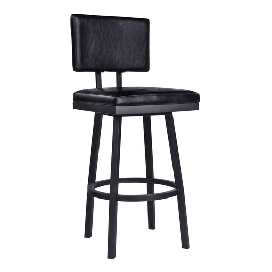 Balboa Swivel Vintage Faux Leather and Metal Bar Stool with Arms and Without Arms