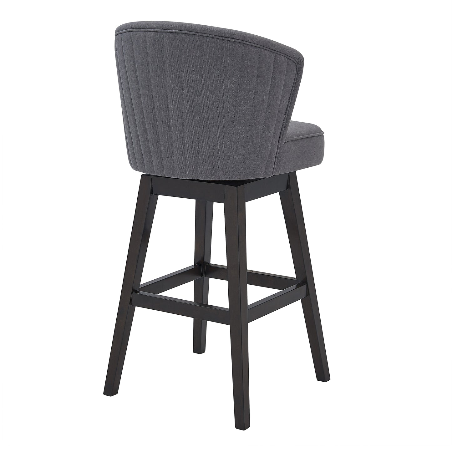 Brandy Swivel Counter and Bar Height Fabric and Espresso Wood Bar Stool
