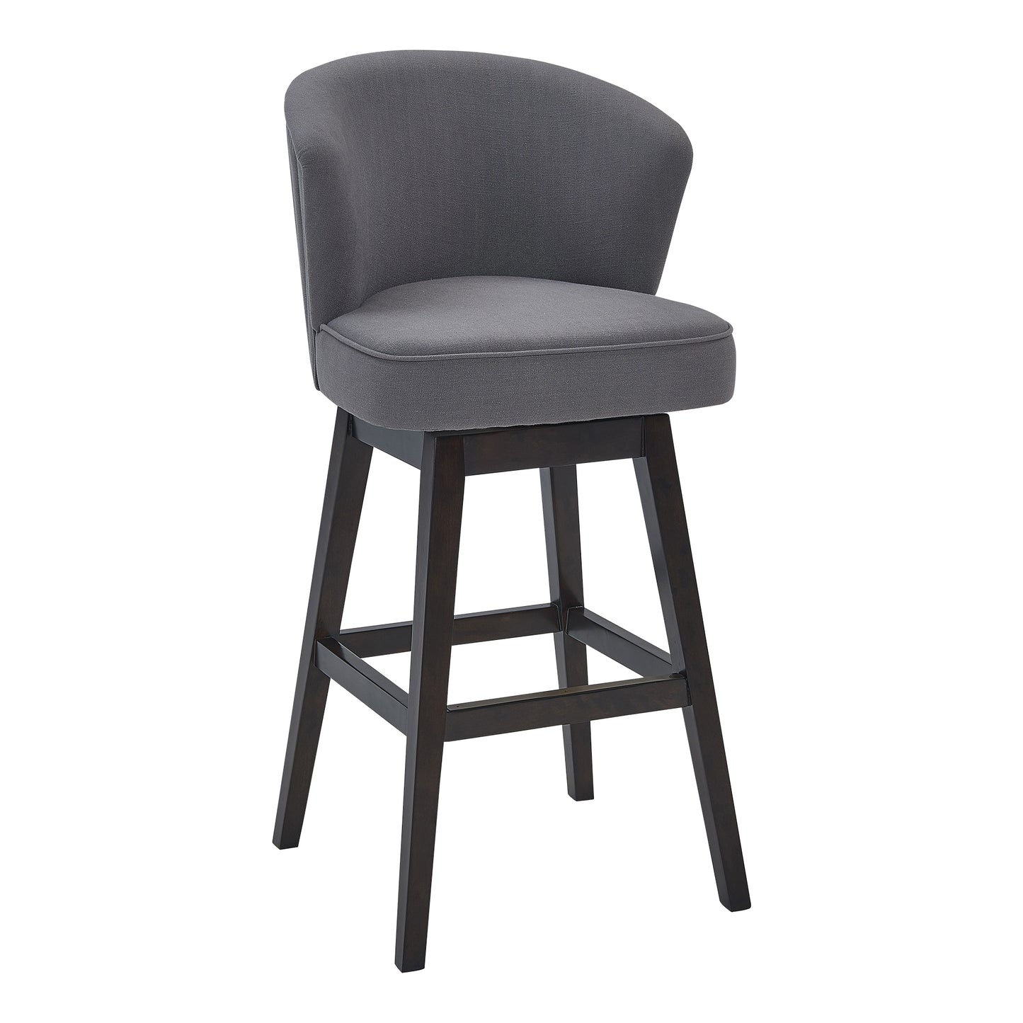 Brandy Swivel Counter and Bar Height Fabric and Espresso Wood Bar Stool