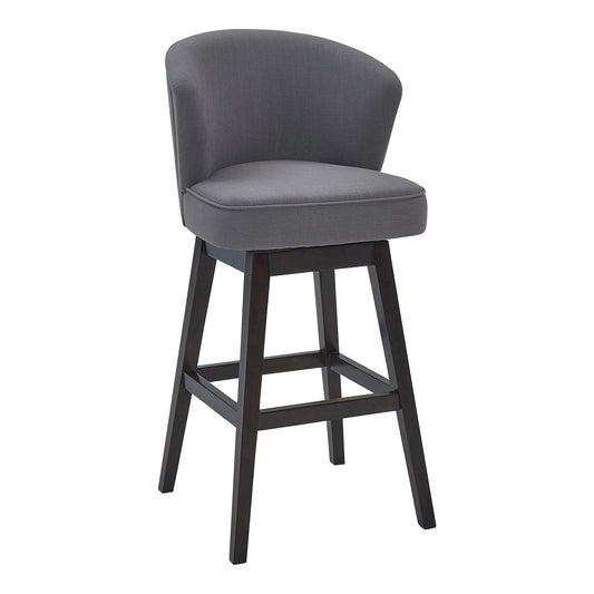Brandy Swivel Counter and Bar Height Fabric and Espresso Wood Bar Stool