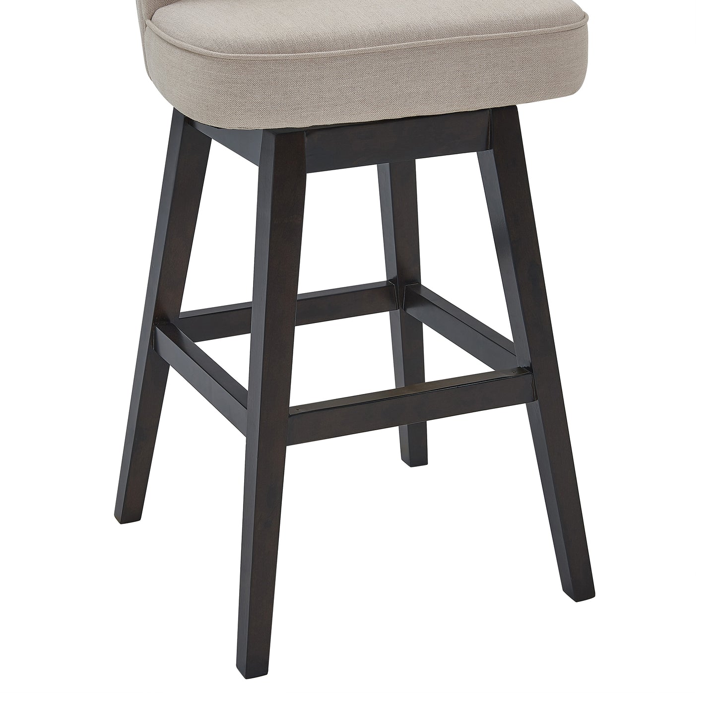 Brandy Swivel Counter and Bar Height Fabric and Espresso Wood Bar Stool