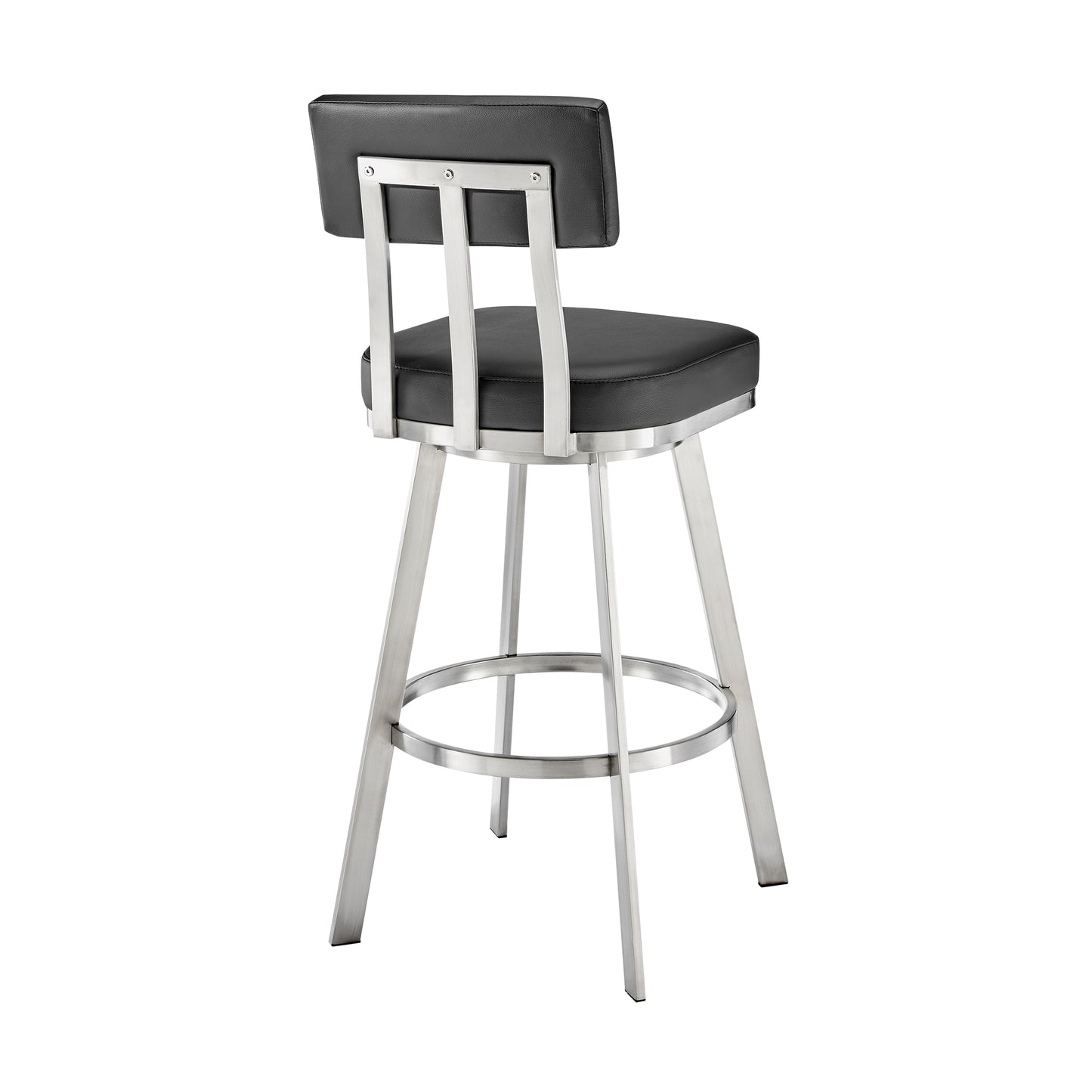 Benjamin 26" Swivel Counter Stool in Brushed Stainless Steel with Black Faux Leather