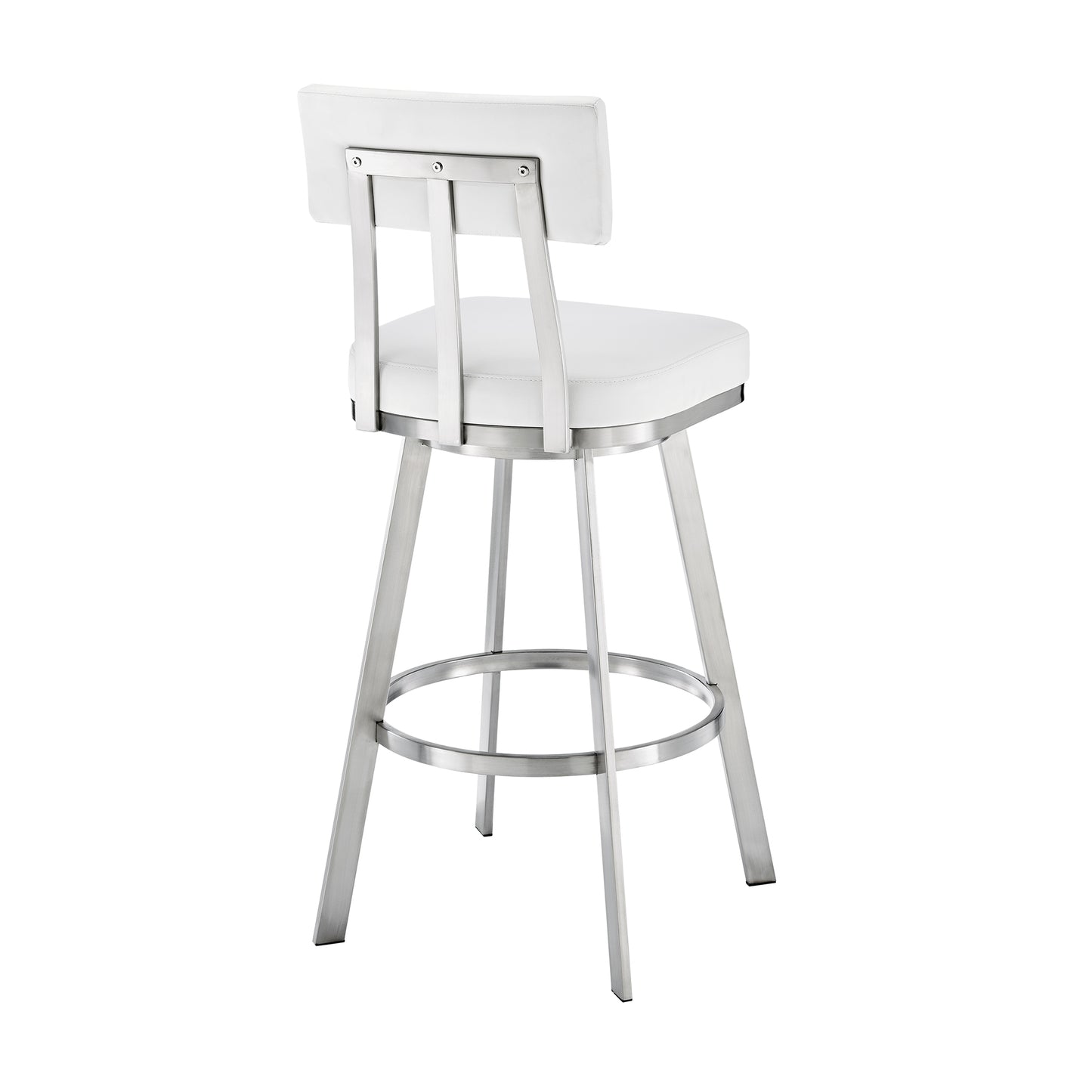 Benjamin Swivel Counter and Bar Stool in Brushed Stainless Steel with Faux Leather